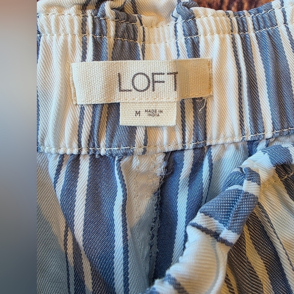 Loft Women's Size Medium Lot of 2 Pull On Striped Shorts Lyocell Pockets Casual - Picture 6 of 9